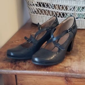 Clark's Artisan stacked heel shoes